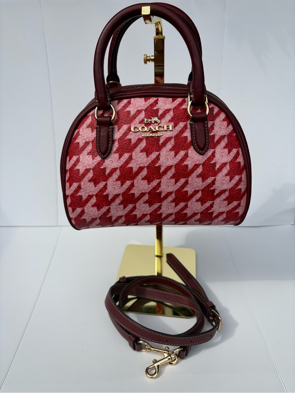 Coach Sydney Satchel With Houndstooth Print (Style CJ628)